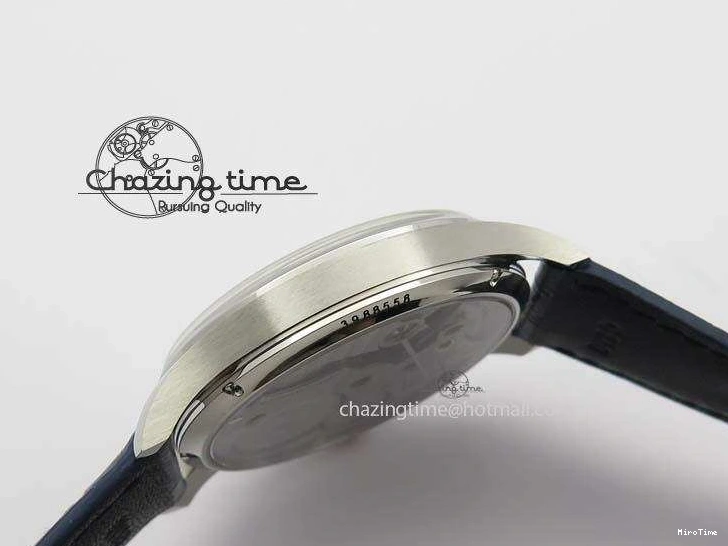 MIROTIME 0421 Portuguese IW5444 SS White Dial Blue Numbers On Blue Leather Strap A Modern 7258